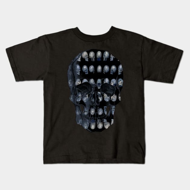 Skull Army Blue (Black Background) Kids T-Shirt by Diego-t